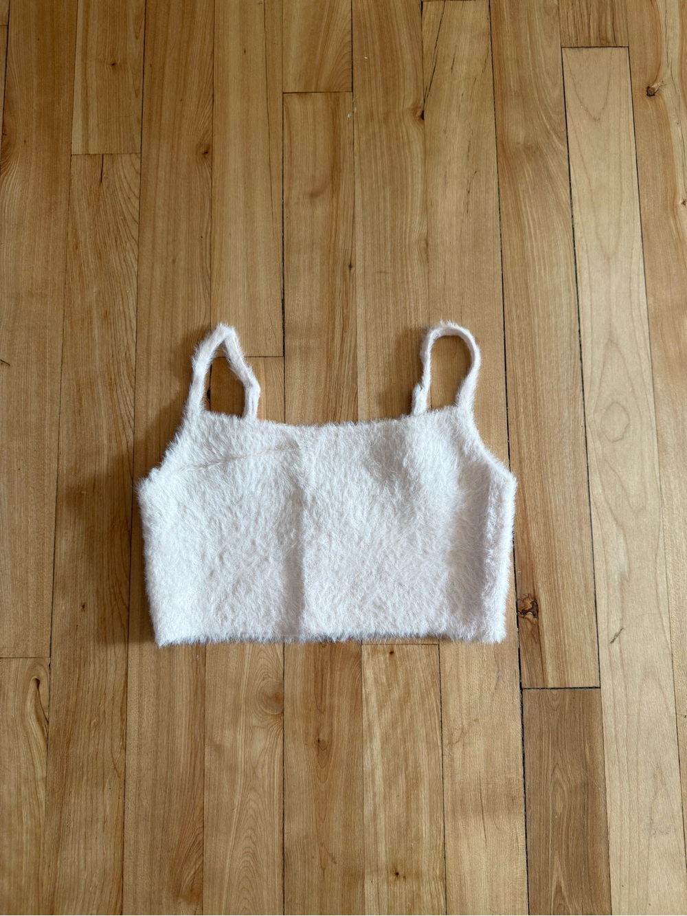 Sunday Best White Fuzzy Crop Cami Bandeau